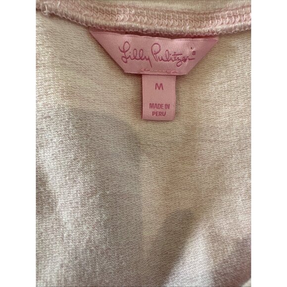 Lilly Pulitzer Cold Shoulder Pink Long Sleeve Top With Pineapple & Palm Tree Emb - Picture 8 of 11